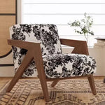 Stylish Solid Wood Accent Chair in Beige Cotton and Linen Upholstery - Modern Mid-Century Design for Living Room & Office hch-3087