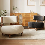 Modern Cashmere Upholstered Chair with Solid Wood Legs - Stylish Leathaire Accent Seating for Living Room hch-3088