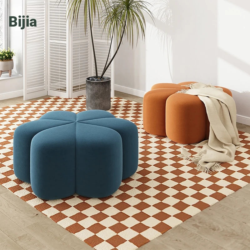 Stylish Leathaire Stool Set for Modern Living Room - Multi-Color Accent Seating hch-3092