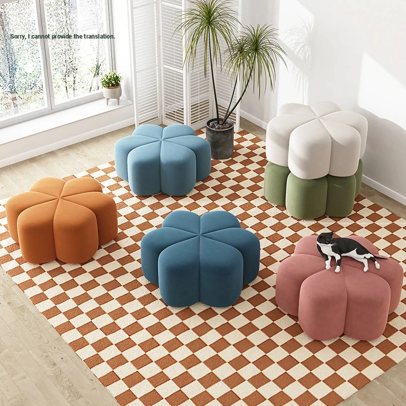 Stylish Leathaire Stool Set for Modern Living Room - Multi-Color Accent Seating hch-3092