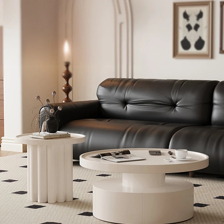 Modern Round Coffee Table - Elegant White Design for Living Room Décor hch-3093