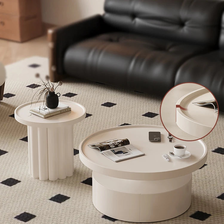 Modern Round Coffee Table - Elegant White Design for Living Room Décor hch-3093