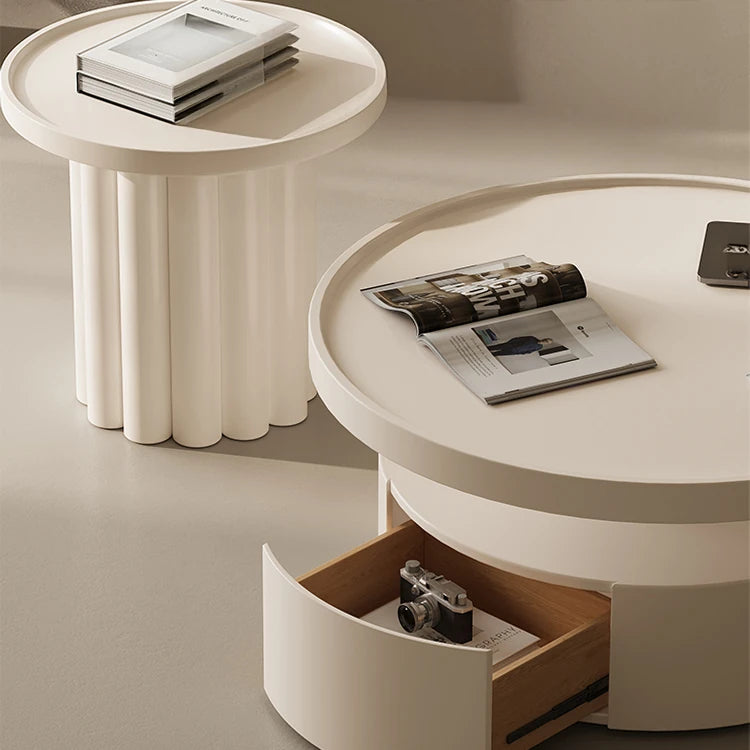 Modern Round Coffee Table - Elegant White Design for Living Room Décor hch-3093