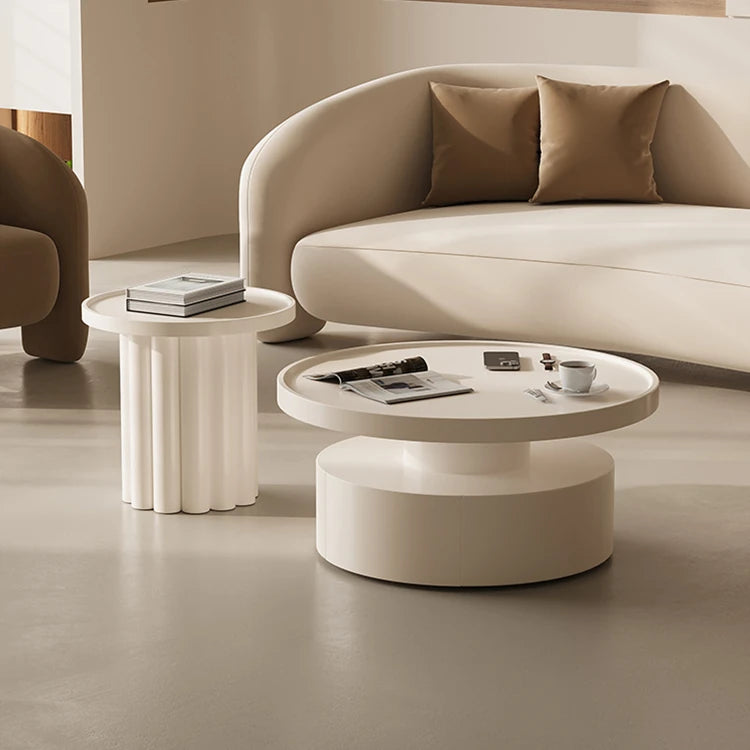 Modern Round Coffee Table - Elegant White Design for Living Room Décor hch-3093