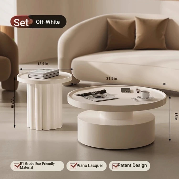 Modern Round Coffee Table - Elegant White Design for Living Room Décor hch-3093