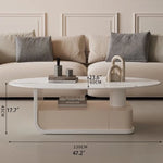 Modern Oval Marble Coffee Table with Stylish Storage - Elegant Living Room Furniture hch-3094