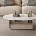 Modern Oval Marble Coffee Table with Stylish Storage - Elegant Living Room Furniture hch-3094