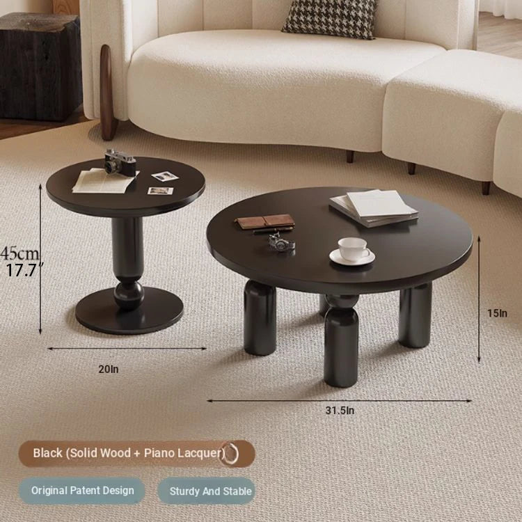 Solid Wood Coffee Table Set - Modern Round Design for Living Room - Stylish and Functional Centerpiece - Durable & Elegant End Tables hch-3095