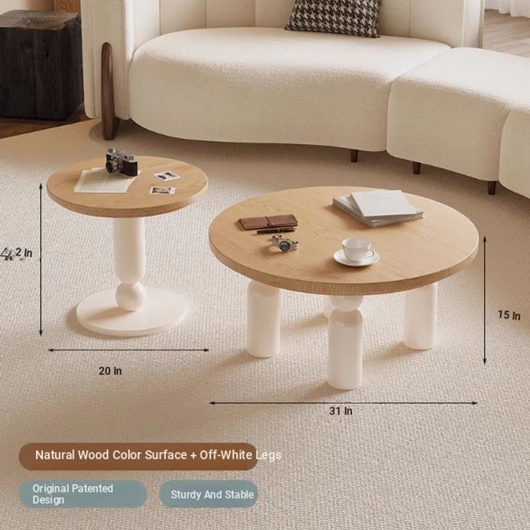 Solid Wood Coffee Table Set - Modern Round Design for Living Room - Stylish and Functional Centerpiece - Durable & Elegant End Tables hch-3095