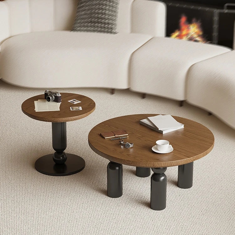 Solid Wood Coffee Table Set - Modern Round Design for Living Room - Stylish and Functional Centerpiece - Durable & Elegant End Tables hch-3095