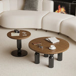 Solid Wood Coffee Table Set - Modern Round Design for Living Room - Stylish and Functional Centerpiece - Durable & Elegant End Tables hch-3095