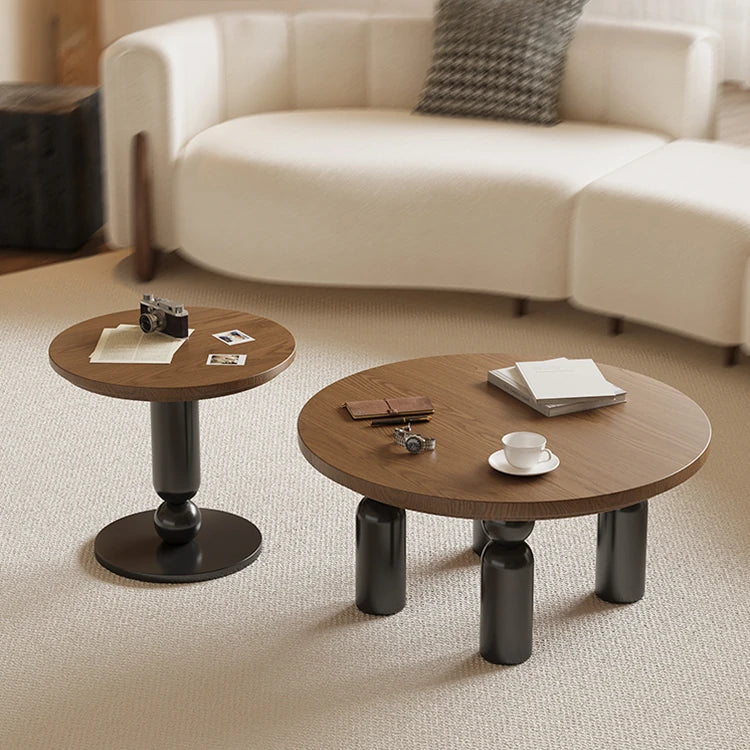 Solid Wood Coffee Table Set - Modern Round Design for Living Room - Stylish and Functional Centerpiece - Durable & Elegant End Tables hch-3095