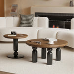 Solid Wood Coffee Table Set - Modern Round Design for Living Room - Stylish and Functional Centerpiece - Durable & Elegant End Tables hch-3095