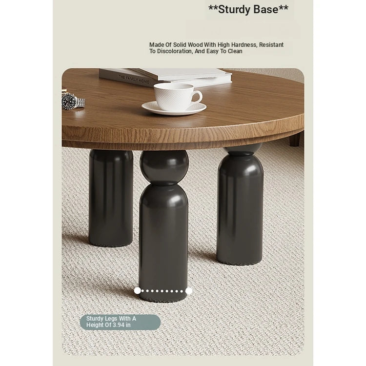 Solid Wood Coffee Table Set - Modern Round Design for Living Room - Stylish and Functional Centerpiece - Durable & Elegant End Tables hch-3095