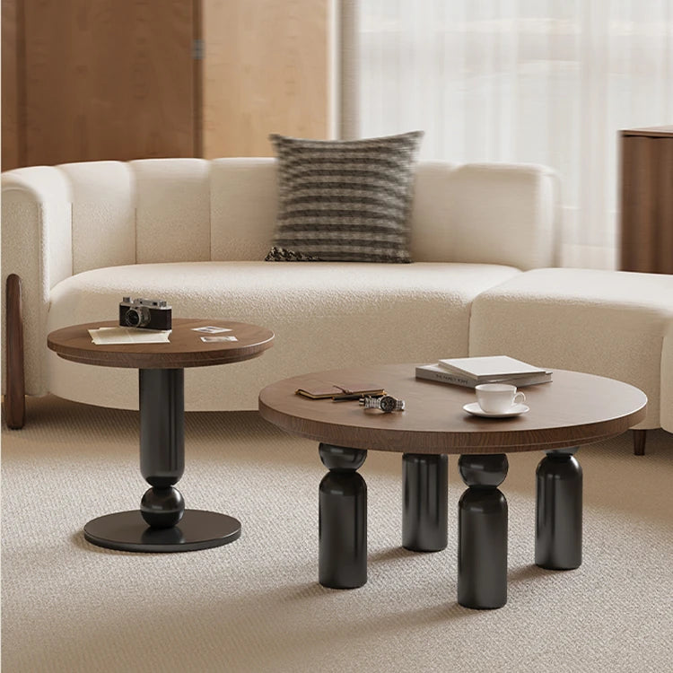 Solid Wood Coffee Table Set - Modern Round Design for Living Room - Stylish and Functional Centerpiece - Durable & Elegant End Tables hch-3095