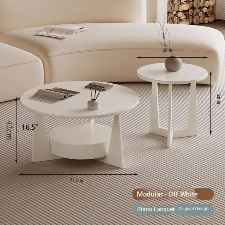 Modern Round Coffee Table Set - Sleek Wood Finish with Stylish Base for Living Room Decor hch-3098