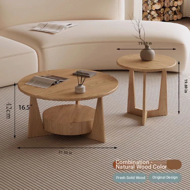 Modern Round Coffee Table Set - Sleek Wood Finish with Stylish Base for Living Room Decor hch-3098