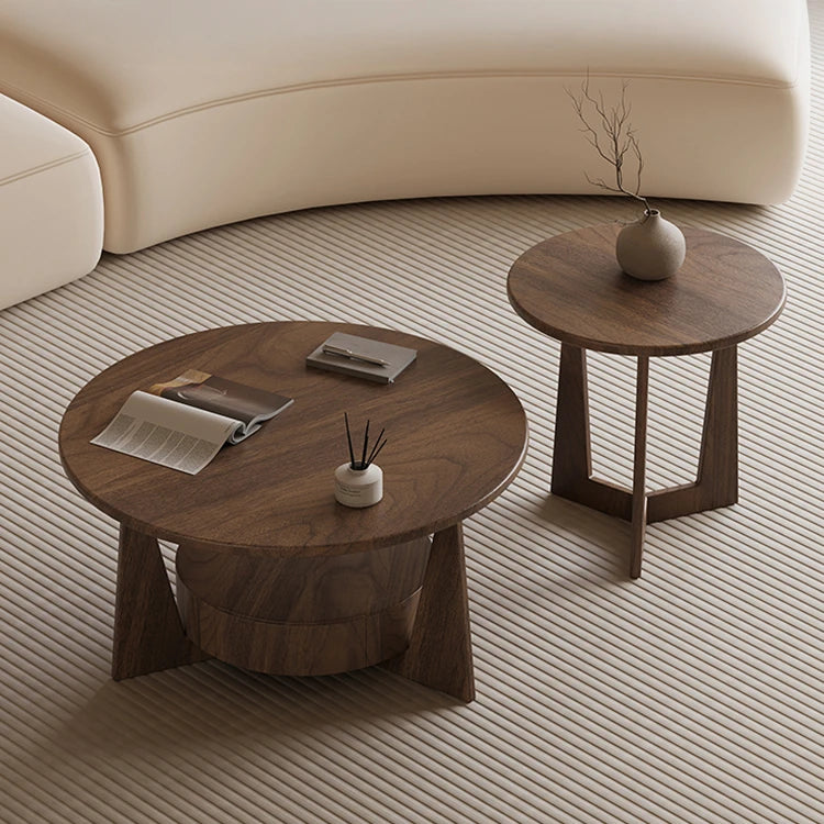 Modern Round Coffee Table Set - Sleek Wood Finish with Stylish Base for Living Room Decor hch-3098