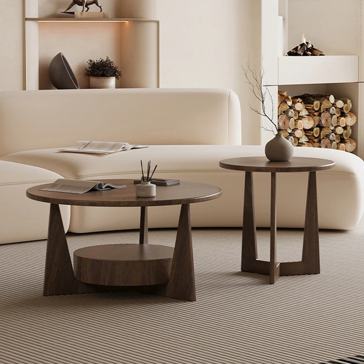 Modern Round Coffee Table Set - Sleek Wood Finish with Stylish Base for Living Room Decor hch-3098