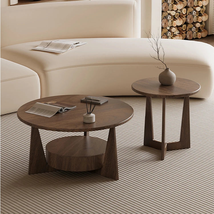 Modern Round Coffee Table Set - Sleek Wood Finish with Stylish Base for Living Room Decor hch-3098