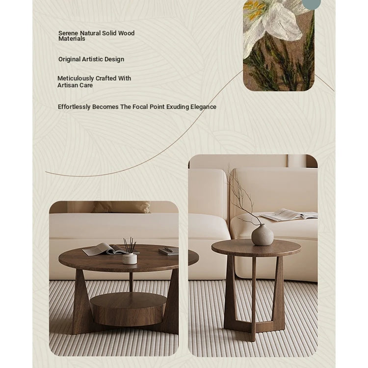 Modern Round Coffee Table Set - Sleek Wood Finish with Stylish Base for Living Room Decor hch-3098