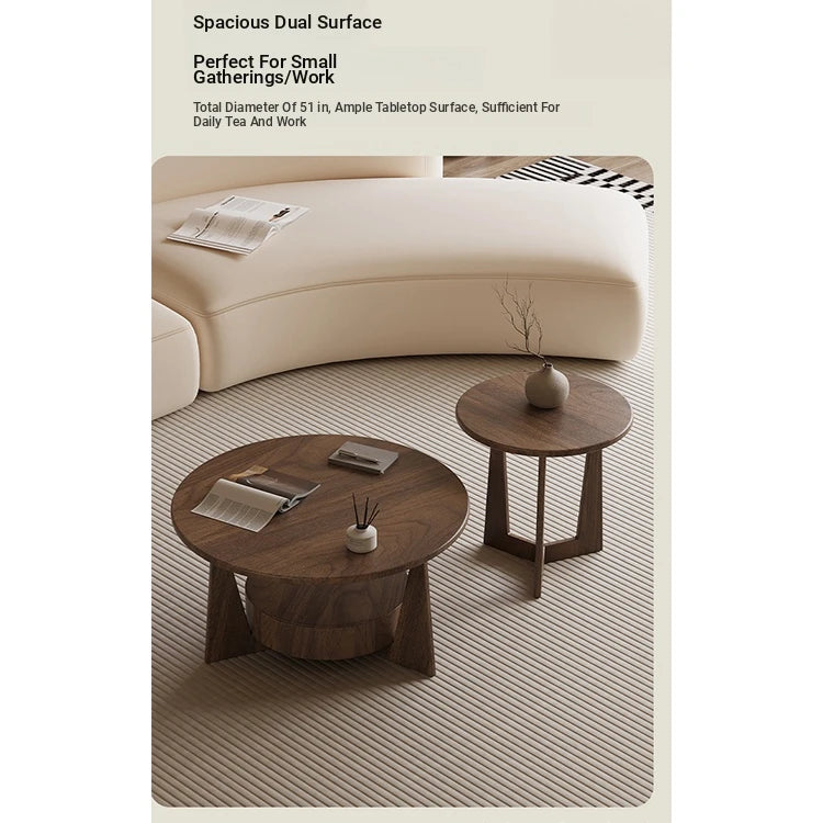 Modern Round Coffee Table Set - Sleek Wood Finish with Stylish Base for Living Room Decor hch-3098
