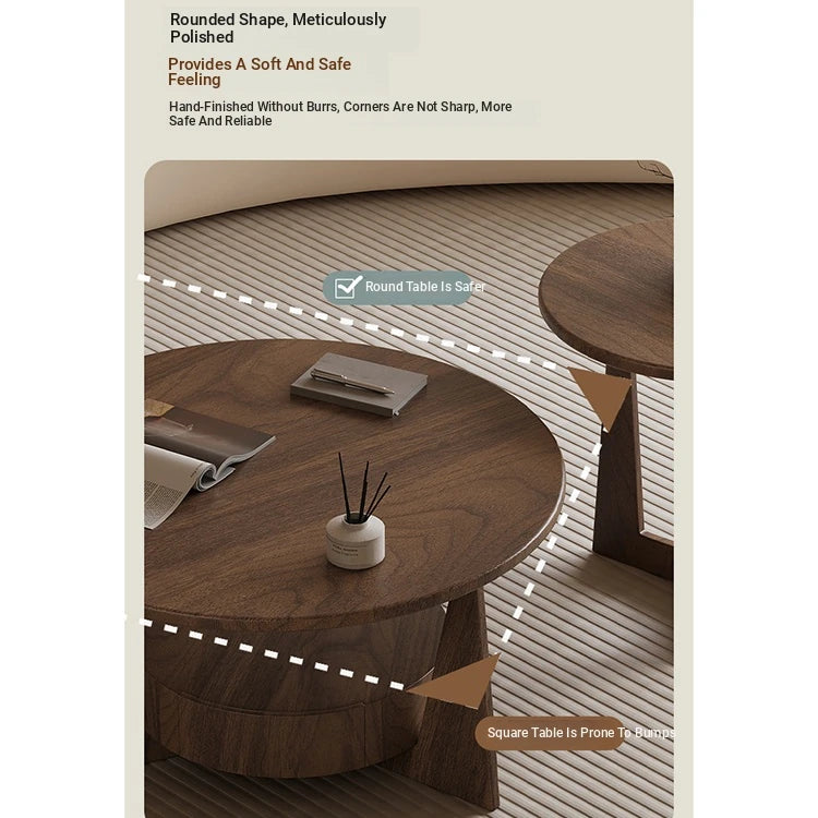 Modern Round Coffee Table Set - Sleek Wood Finish with Stylish Base for Living Room Decor hch-3098