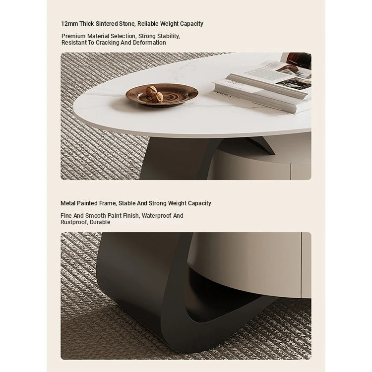 Stylish Sintered Stone Coffee Table with Modern Design for Living Room Elegance hch-3101