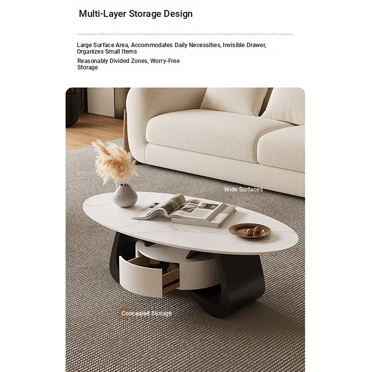 Stylish Sintered Stone Coffee Table with Modern Design for Living Room Elegance hch-3101