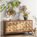 Rustic Charm Chinese Fir Cabinet with Geometric Design – Elegant Storage Solution hdst-4218
