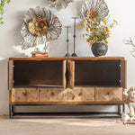 Rustic Charm Chinese Fir Cabinet with Geometric Design – Elegant Storage Solution hdst-4218