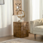 Stylish Chinese Fir Bedside Cupboard - Modern Checkerboard Design hdst-4221