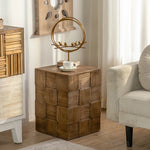 Stylish Chinese Fir Bedside Cupboard - Modern Checkerboard Design hdst-4221