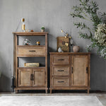 Rustic Chinese Fir Cabinet with Woven Details - Stylish Storage Solution hdst-4222