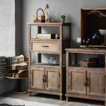 Rustic Chinese Fir Cabinet with Woven Details - Stylish Storage Solution hdst-4222