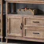 Rustic Chinese Fir Cabinet with Woven Details - Stylish Storage Solution hdst-4222