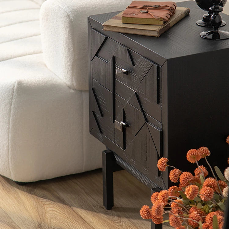 Stylish Black Tea Table with Geometric Design - Perfect for Modern Living Spaces hdst-4225