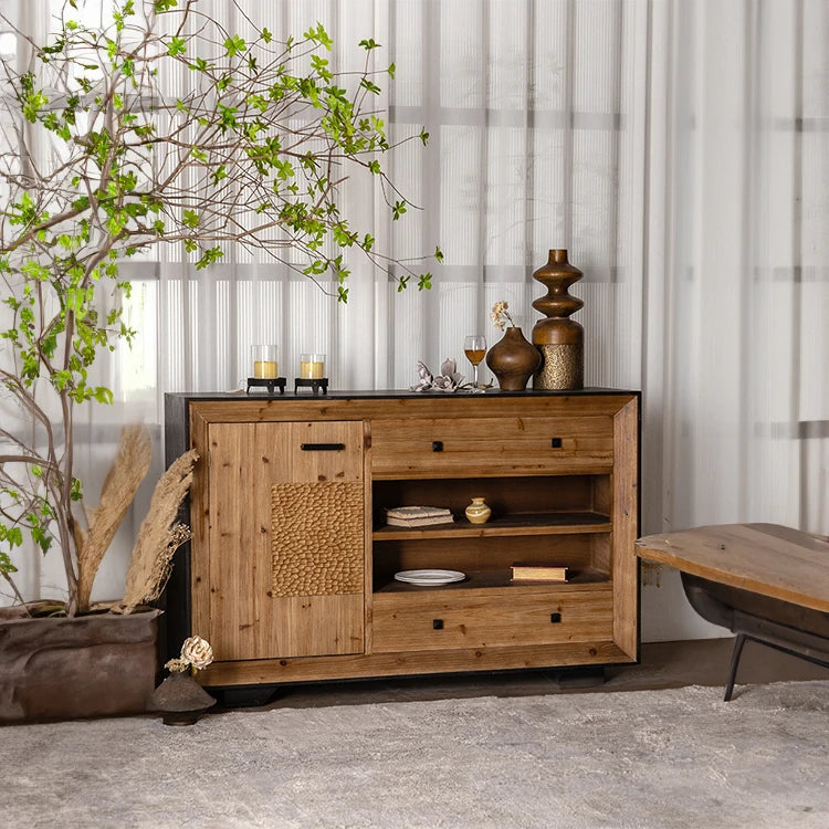 Stylish Rustic TV Cabinet with Chinese Fir & Density Board Finish hdst-4230