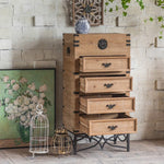 Rustic Charm Bedside Cupboard with Chinese Fir and Density Board - Vintage Style Storage Solution hdst-4232