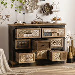 Vintage Carved Cabinet with Intricate Patterned Drawers – Elegant Storage Solution hdst-4235