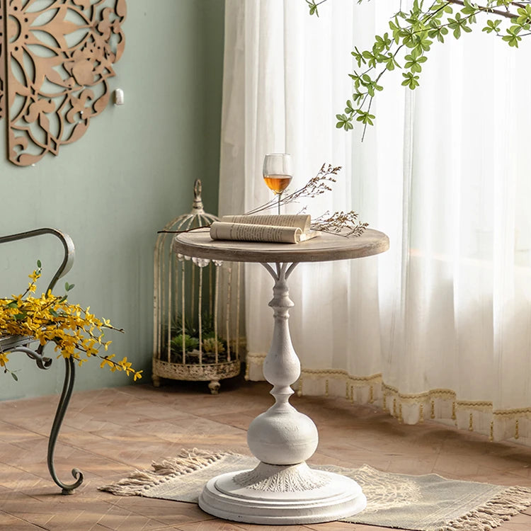 Chic Vintage Round Tea Table - Elegant Accent Furniture for Living Room hdst-4240