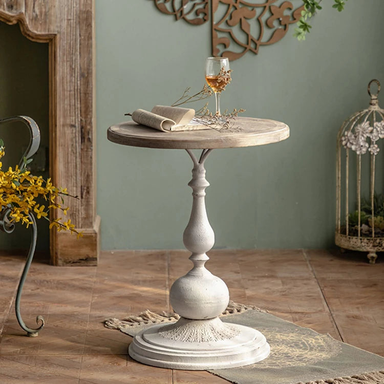 Chic Vintage Round Tea Table - Elegant Accent Furniture for Living Room hdst-4240