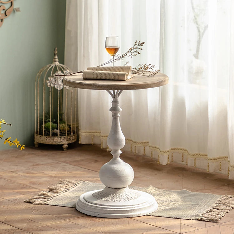 Chic Vintage Round Tea Table - Elegant Accent Furniture for Living Room hdst-4240