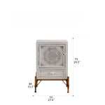 Vintage-Inspired Pine Cabinet with Intricate Mandala Design - Elegant Storage Solution hdst-4242