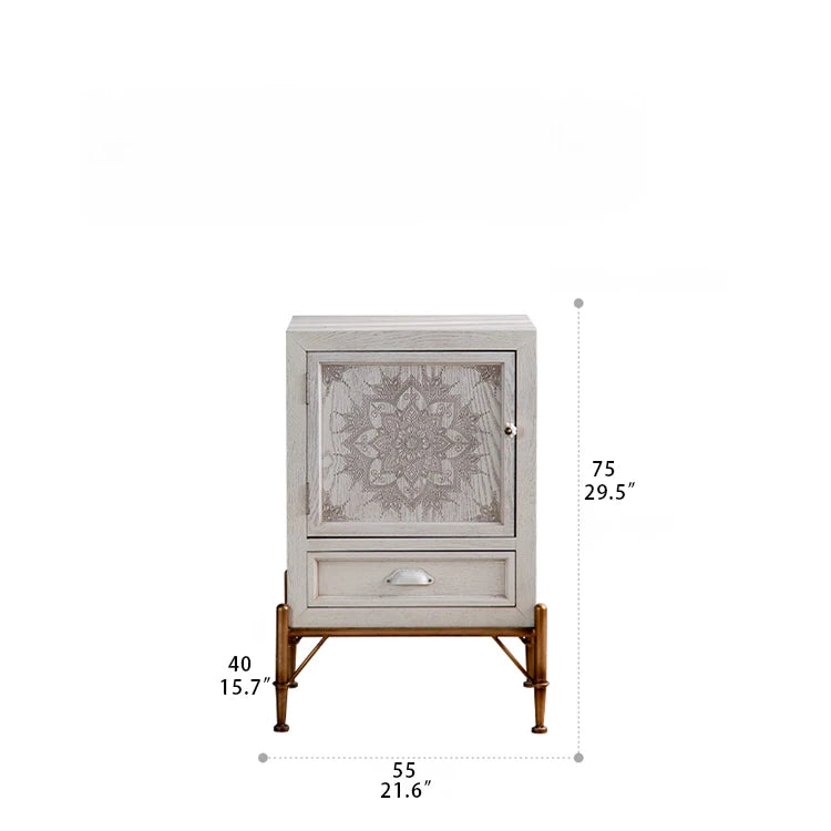 Vintage Pine TV Cabinet with Mandala Design - Elegant and Versatile Storage Solution hdst-4244