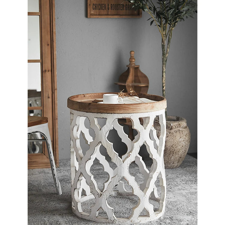 Elegant Chinese Fir Tea Table with Intricate Carved Design – Perfect for Stylish Interiors hdst-4246