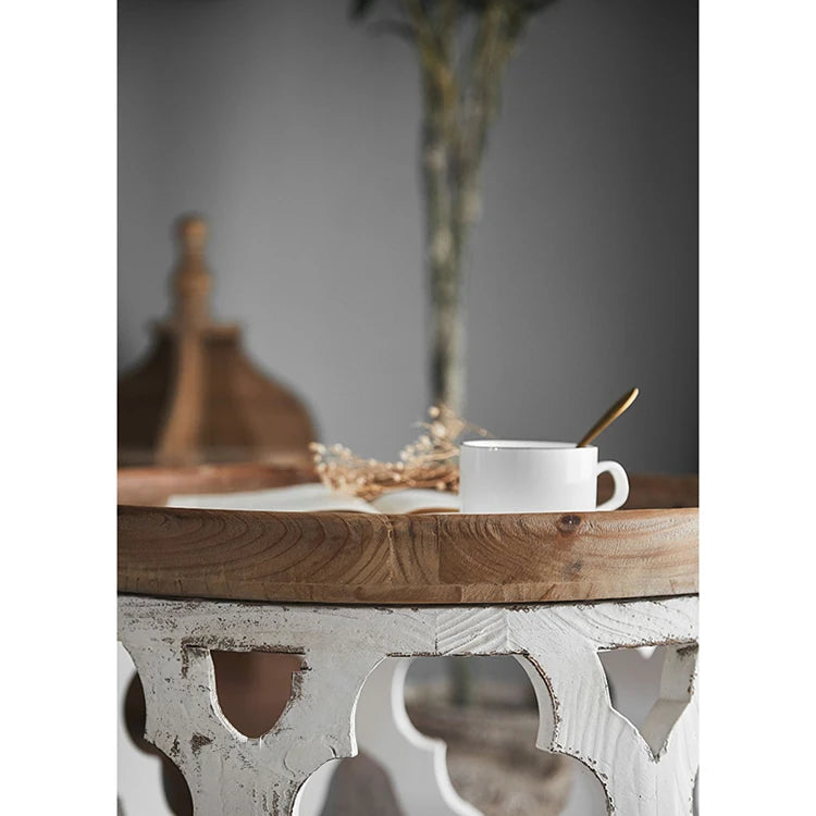 Elegant Chinese Fir Tea Table with Intricate Carved Design – Perfect for Stylish Interiors hdst-4246