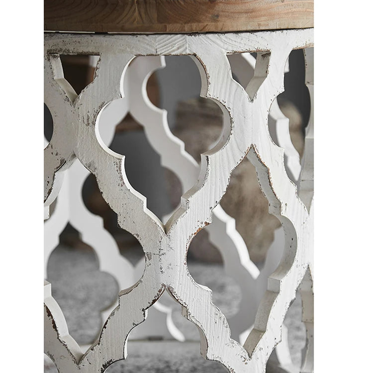 Elegant Chinese Fir Tea Table with Intricate Carved Design – Perfect for Stylish Interiors hdst-4246