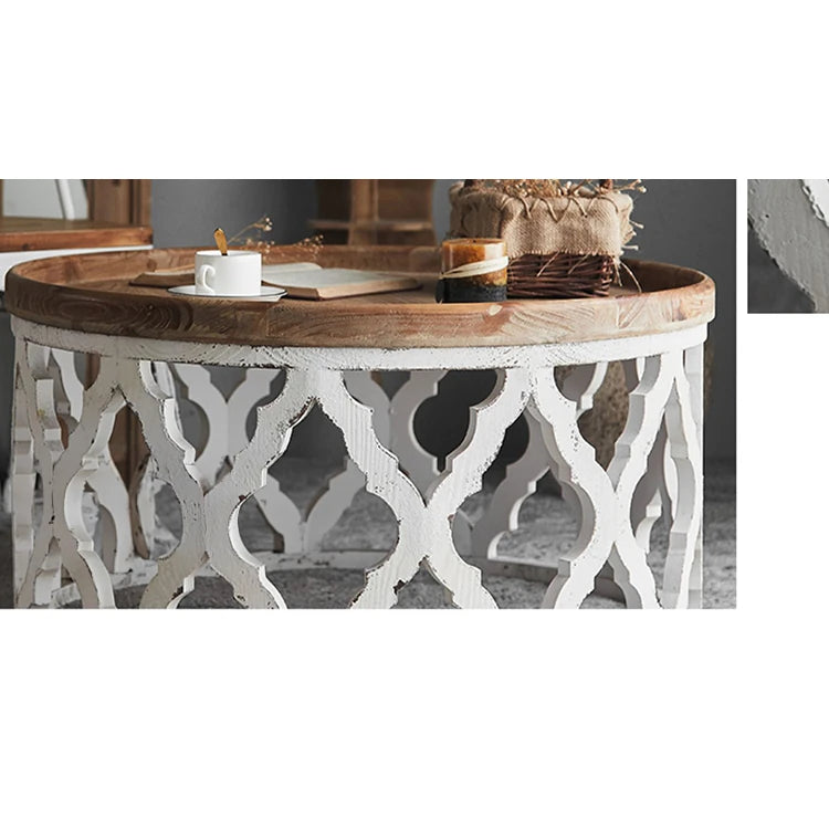 Elegant Chinese Fir Tea Table with Intricate Carved Design – Perfect for Stylish Interiors hdst-4246