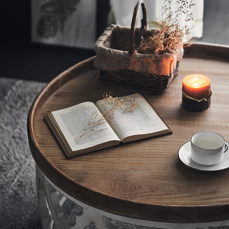 Elegant Chinese Fir Tea Table with Intricate Carved Design – Perfect for Stylish Interiors hdst-4246